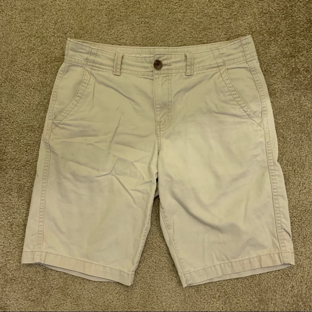 Mens Khaki Flat Front Shorts